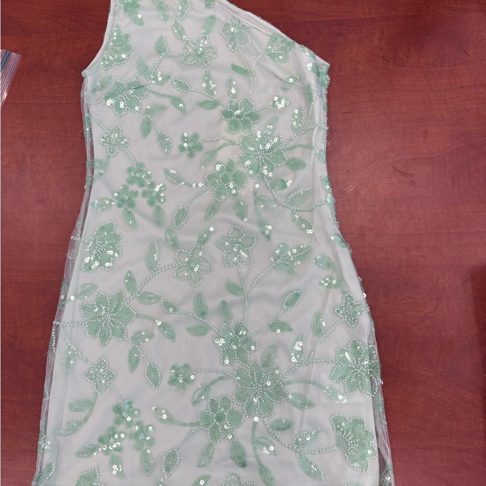 Peppermayo Mint Green Sequin Floral Dress for Girls